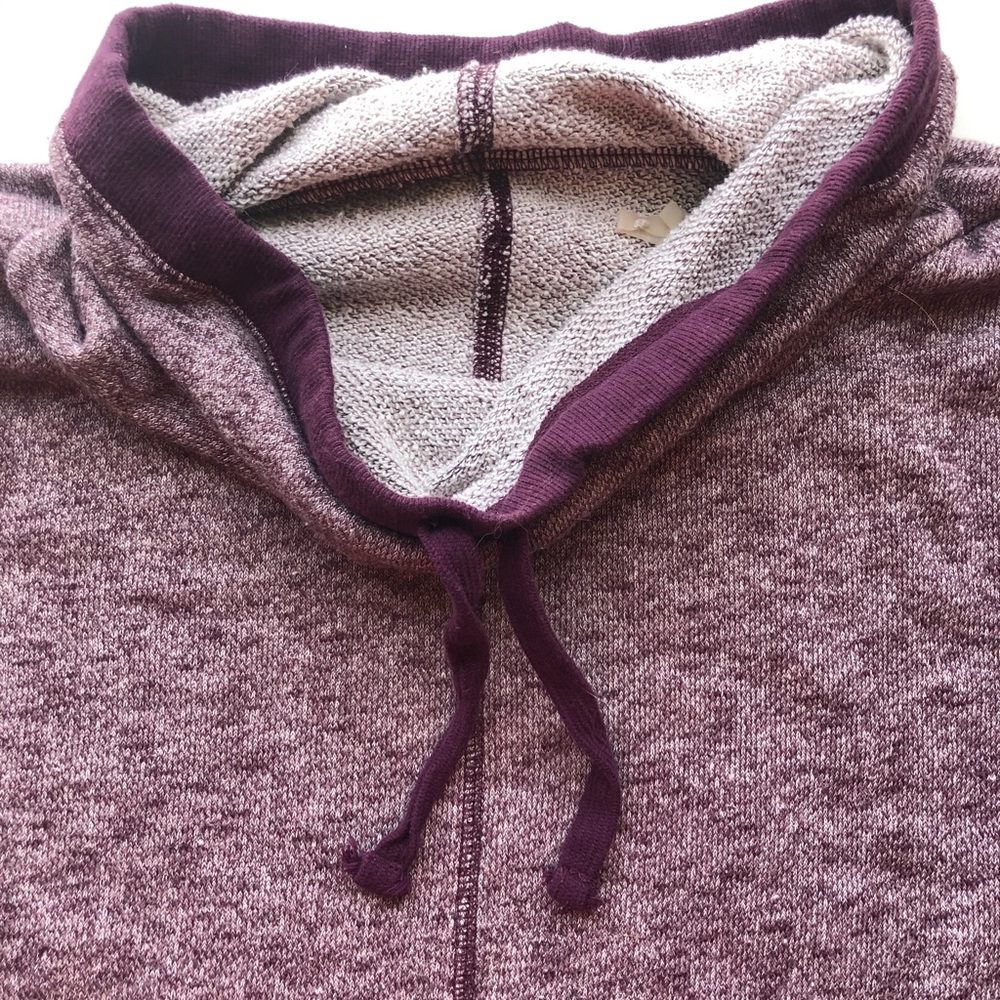 Long, purple sweater with oversized neck